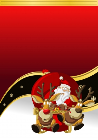 Santa-Claus on sleigh with reindeerのイラスト素材