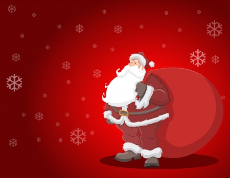 Santa Claus carrying a big red gift bag  のイラスト素材