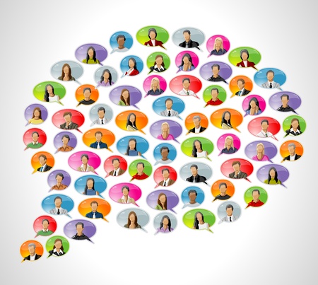 Business people faces inside speech balloon icons のイラスト素材