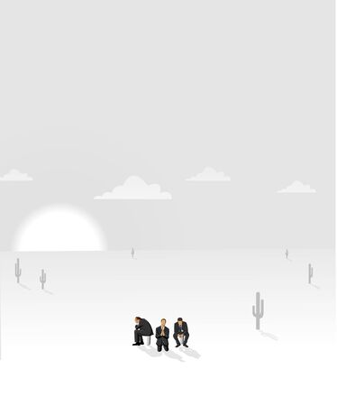 Business men on empty desertのイラスト素材