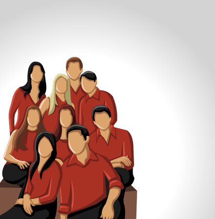 Group people wearing red clothesのイラスト素材