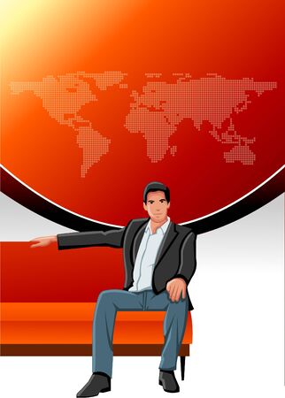 Business template with man on sofaのイラスト素材