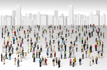 Big group of people on the cityのイラスト素材