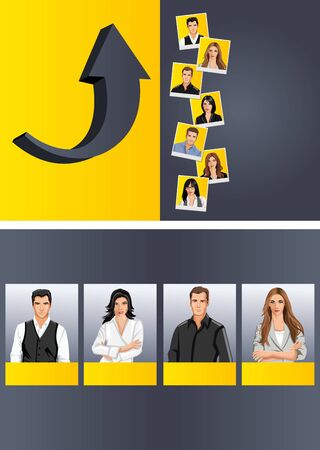 Yellow template for advertising brochure with business people のイラスト素材