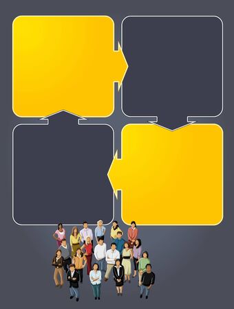 Yellow template for advertising brochure with business peopleのイラスト素材