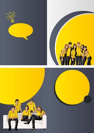 Yellow template for advertising brochure with business peopleのイラスト素材