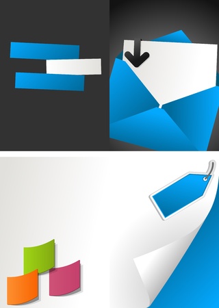 Blue template for advertising brochure with paper letter and envelope のイラスト素材