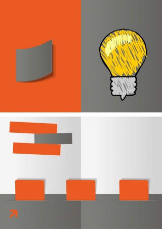 Gray and orange template for advertising brochure with idea light bulbのイラスト素材