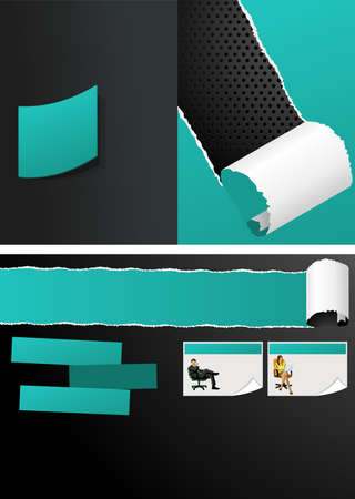 Green and black template for advertising brochure with business people のイラスト素材
