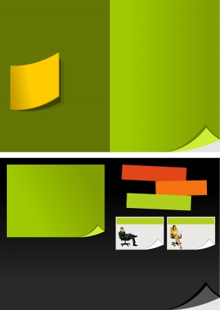 Green and black template for advertising brochure with business peopleのイラスト素材