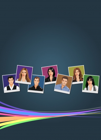 Colorful template for advertising brochure with business people のイラスト素材