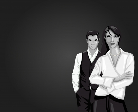 Black and White people template for advertising brochureのイラスト素材