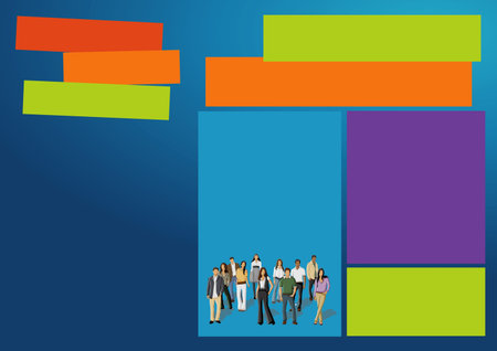 Colorful template for advertising brochure with business people 