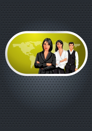 Green lime and black template with a group of business peopleのイラスト素材