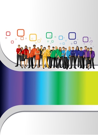 Colorful template for advertising brochure with rainbow colors peopleのイラスト素材