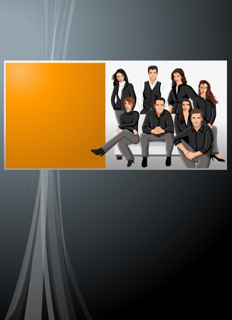 Black and orange template with business peopleのイラスト素材