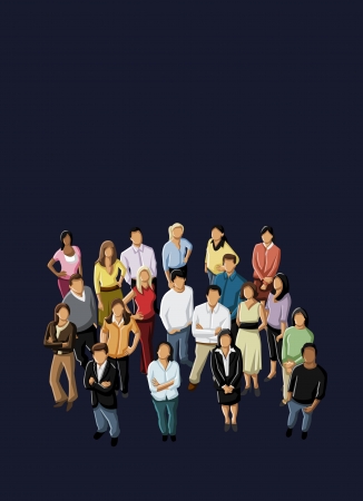 Colorful template for advertising brochure with business people のイラスト素材