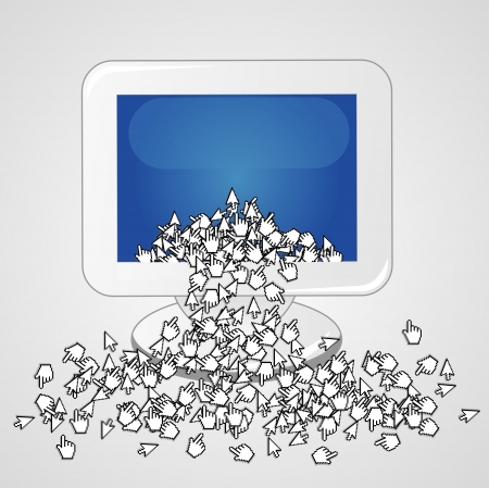 Computer monitor with a lot of arrow cursors のイラスト素材