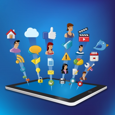 Tablet with Internet and Website icons Setのイラスト素材