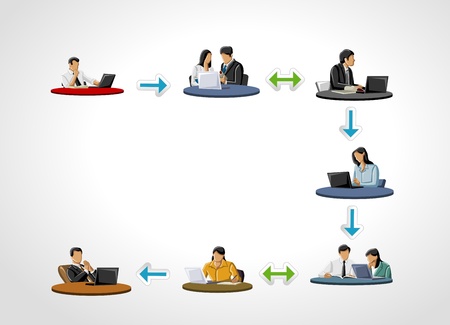 Template for advertising brochure with business people on work processのイラスト素材