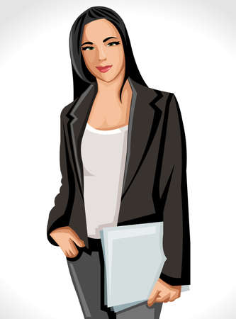 Business woman wearing black jacketのイラスト素材