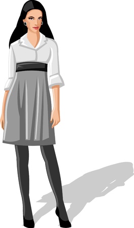 Business Woman wearing white shirt and skirtのイラスト素材