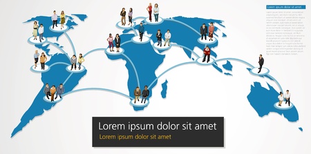 Connected people over earth globe. Social network.のイラスト素材
