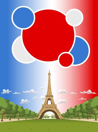 Colorful template for advertising brochure with the Eiffel Tower in Parisのイラスト素材