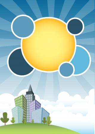 Template for advertising brochure with city and blue skyのイラスト素材