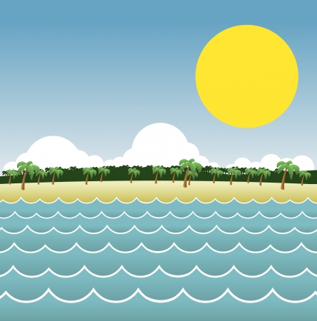 Beautiful beach with blue oceanのイラスト素材