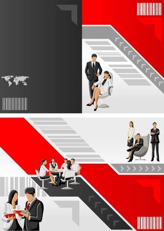 Red and black template for advertising brochure with business peopleのイラスト素材