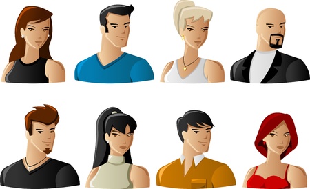 Group of business young people faces iconsのイラスト素材