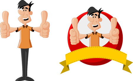 Cartoon man smiling with thumbs up のイラスト素材
