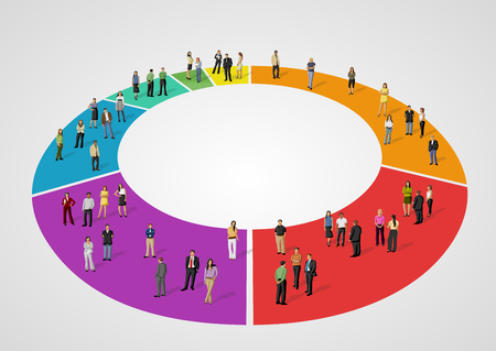 Template for advertising brochure with business people over chartのイラスト素材