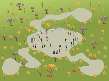 Business people inside a comfort zone in green parkのイラスト素材