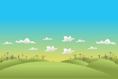 Green hills landscape with treesのイラスト素材