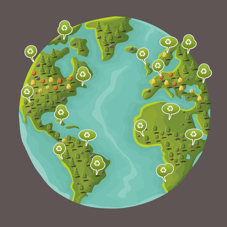 Planet earth with speech balloon with recycle icon  Green world のイラスト素材
