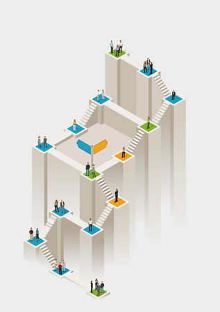 Template for advertising brochure with business people on stairのイラスト素材