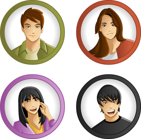 Group of cartoon young people. Teenagers.のイラスト素材