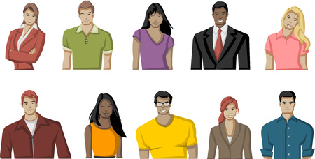 Group of cartoon young peopleのイラスト素材