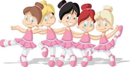 Cute cartoon pink ballerina girls. Young ballet dancers.のイラスト素材