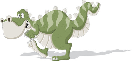 Cartoon tyrannosaur. Cute trex dinosaur walking.のイラスト素材