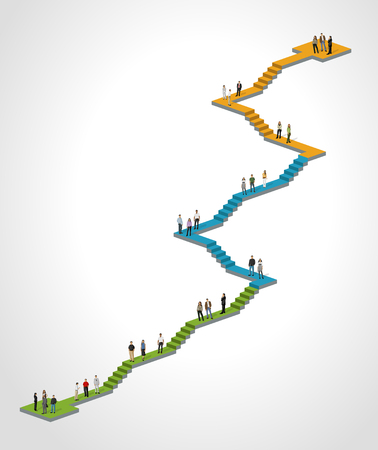 Template for advertising brochure with business people on stairのイラスト素材