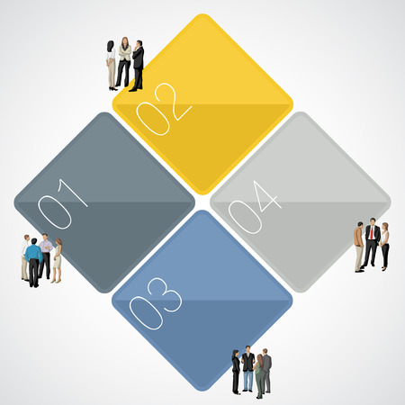 Info graphic with business people with numbersのイラスト素材