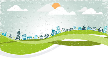 Big colorful city landscape with buildingsのイラスト素材