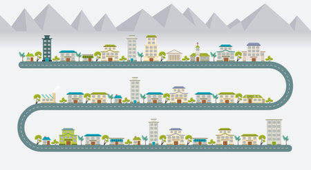 Streets of the colorful cityのイラスト素材