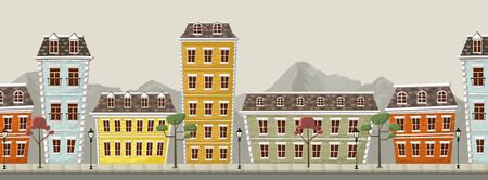 Big colorful city landscape with buildingsのイラスト素材