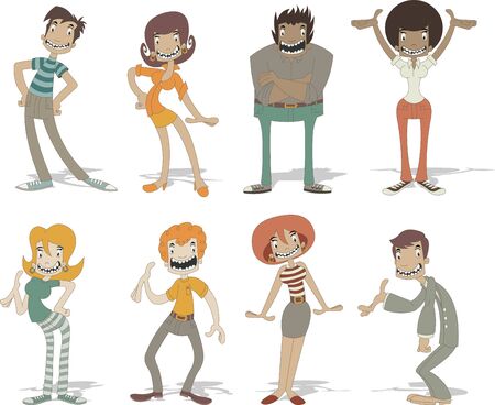 Group of cartoon funny peopleのイラスト素材