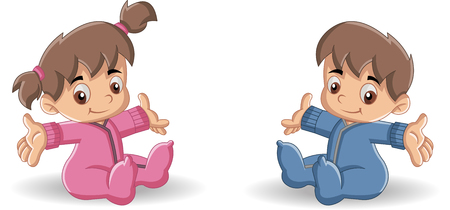 Baby boy and baby girl. Cute toddlers.のイラスト素材