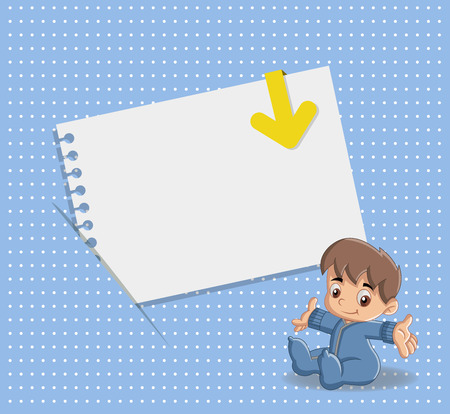 Card template with a happy cartoon baby boyのイラスト素材